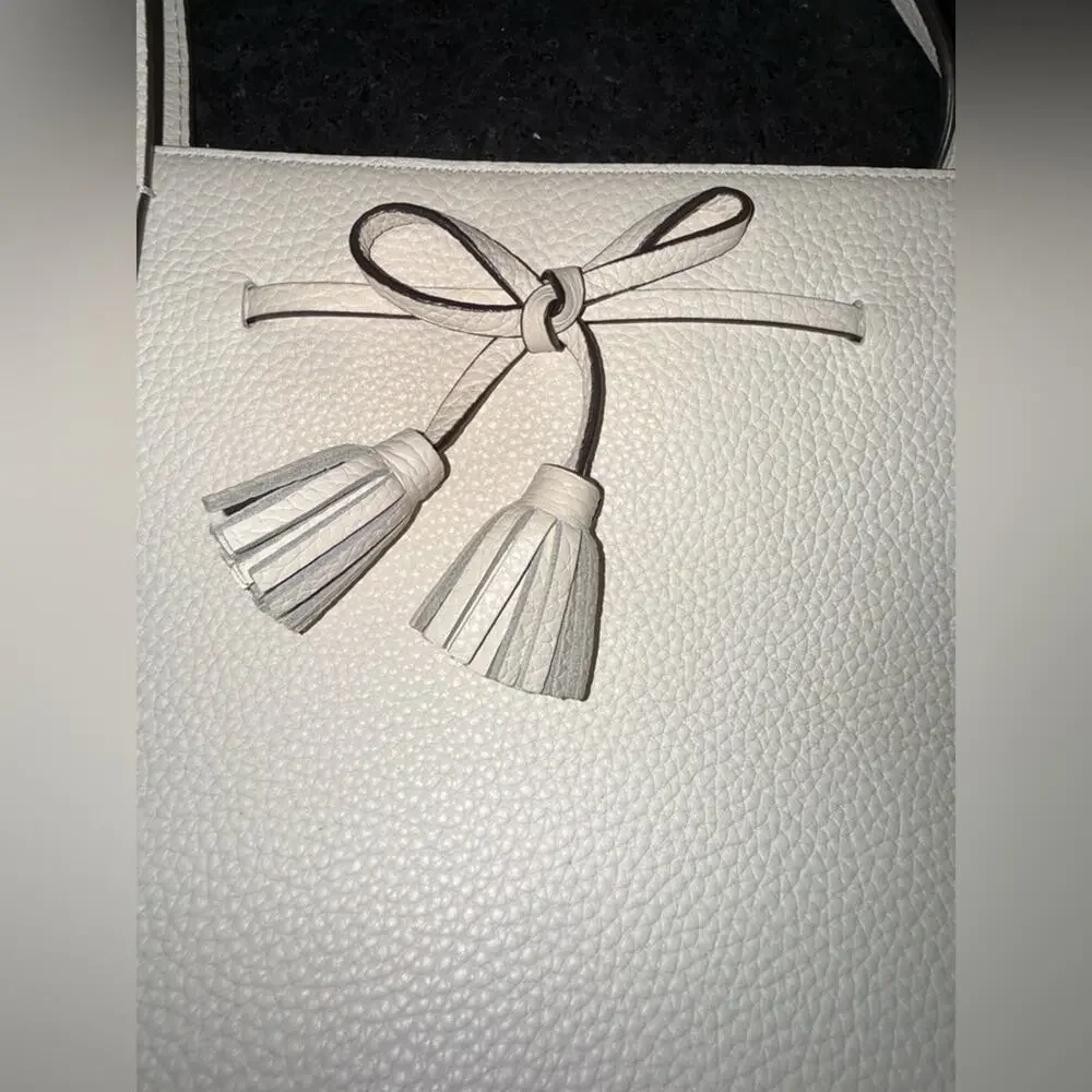 Kate Spade Hayes Ivory Pebbled Leather Double Handles Zip Tote Bag - NWT $379 - Picture 5 of 16